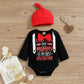 Louvasabuce My First Valentine'S Day Outfits For Infant Baby Boy Long Sleeve Romper Bodysuit Heart Letter Trousers Hat Set (Red
