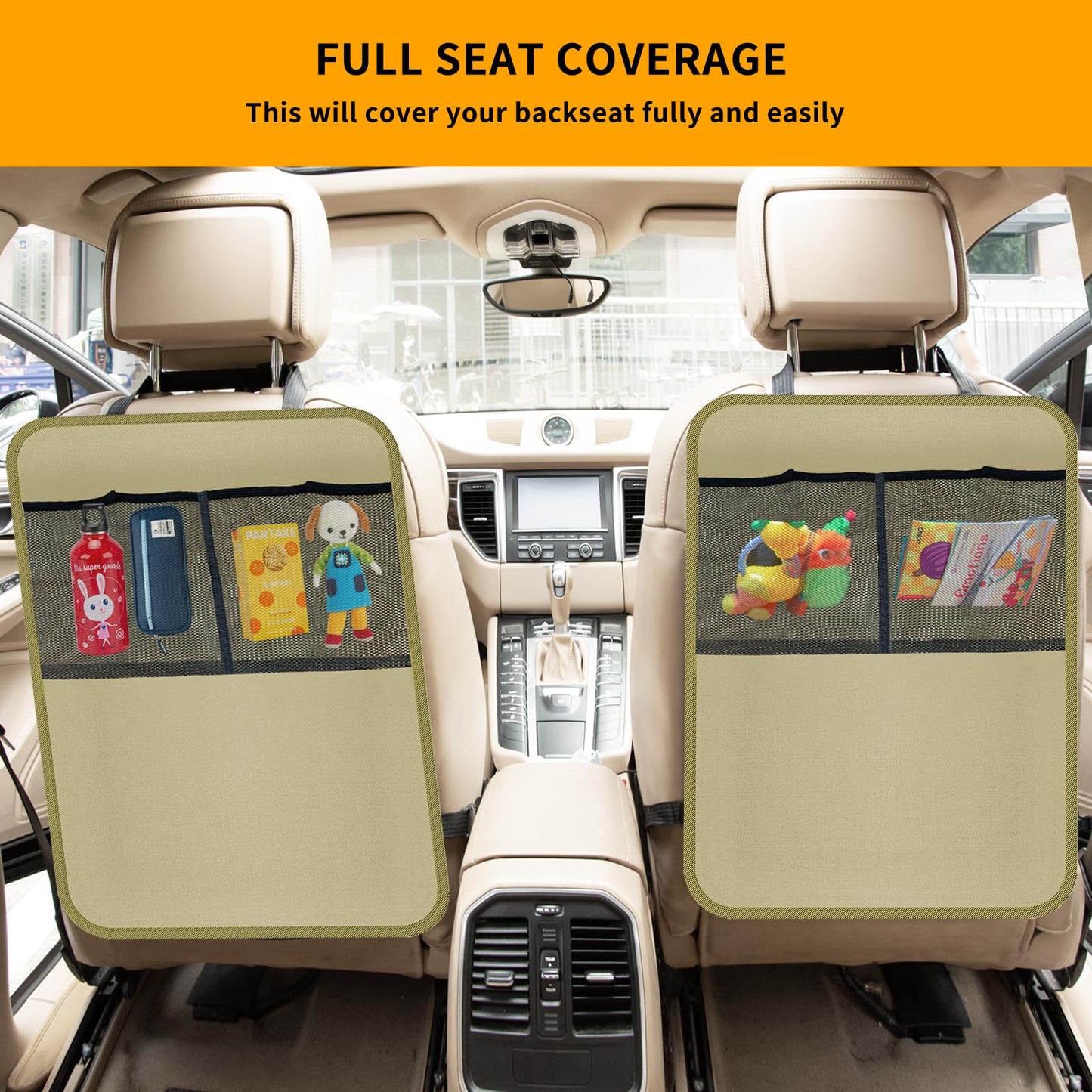 Zecirl 2 Pack Kick Mat Backseat Protector,Back Seat Cover for Kids,Car Seat Back Protectors with 2 Pocket Storage Organizer for