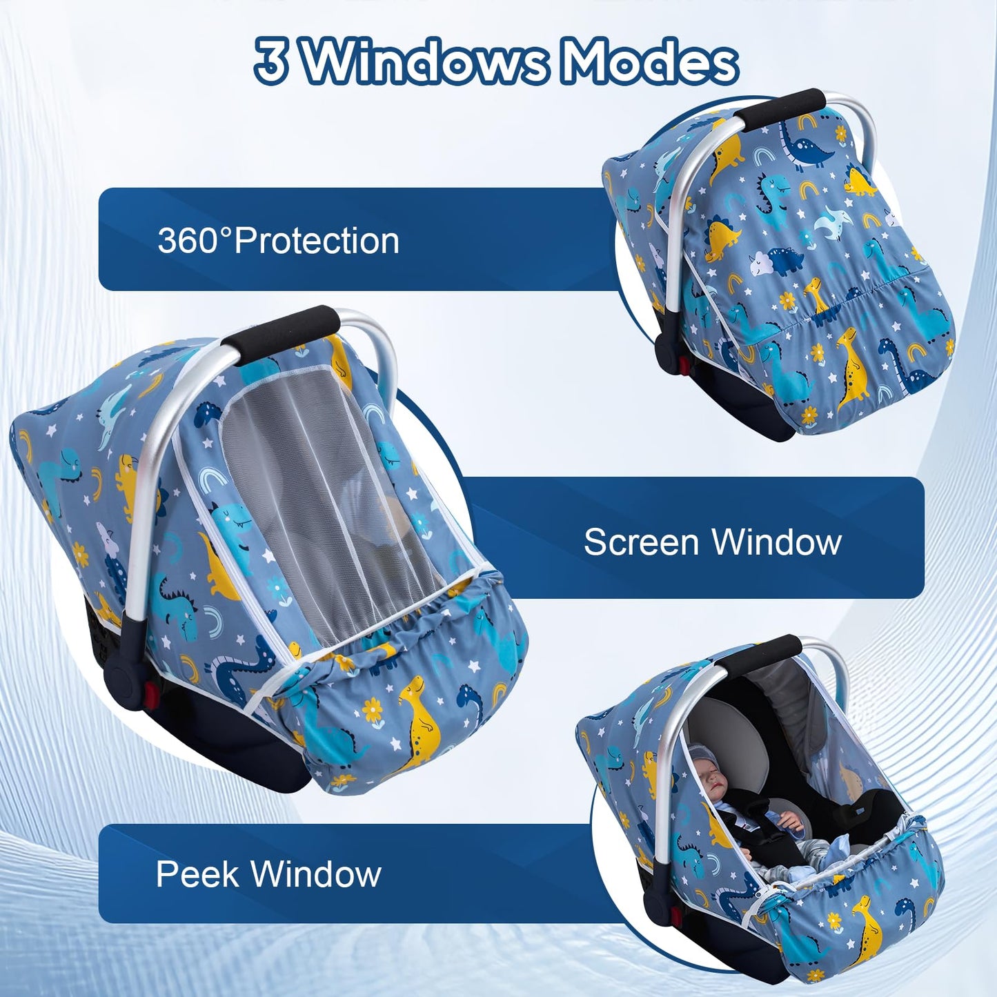 Baby Car Seat Cover, Breathable Carseat Covers Baby With Mesh Screen, Infant Car Seat Canopy Cover For Girls Boys, Newborn Car S