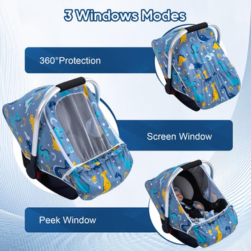 Baby Car Seat Cover, Breathable Carseat Covers Baby With Mesh Screen, Infant Car Seat Canopy Cover For Girls Boys, Newborn Car S
