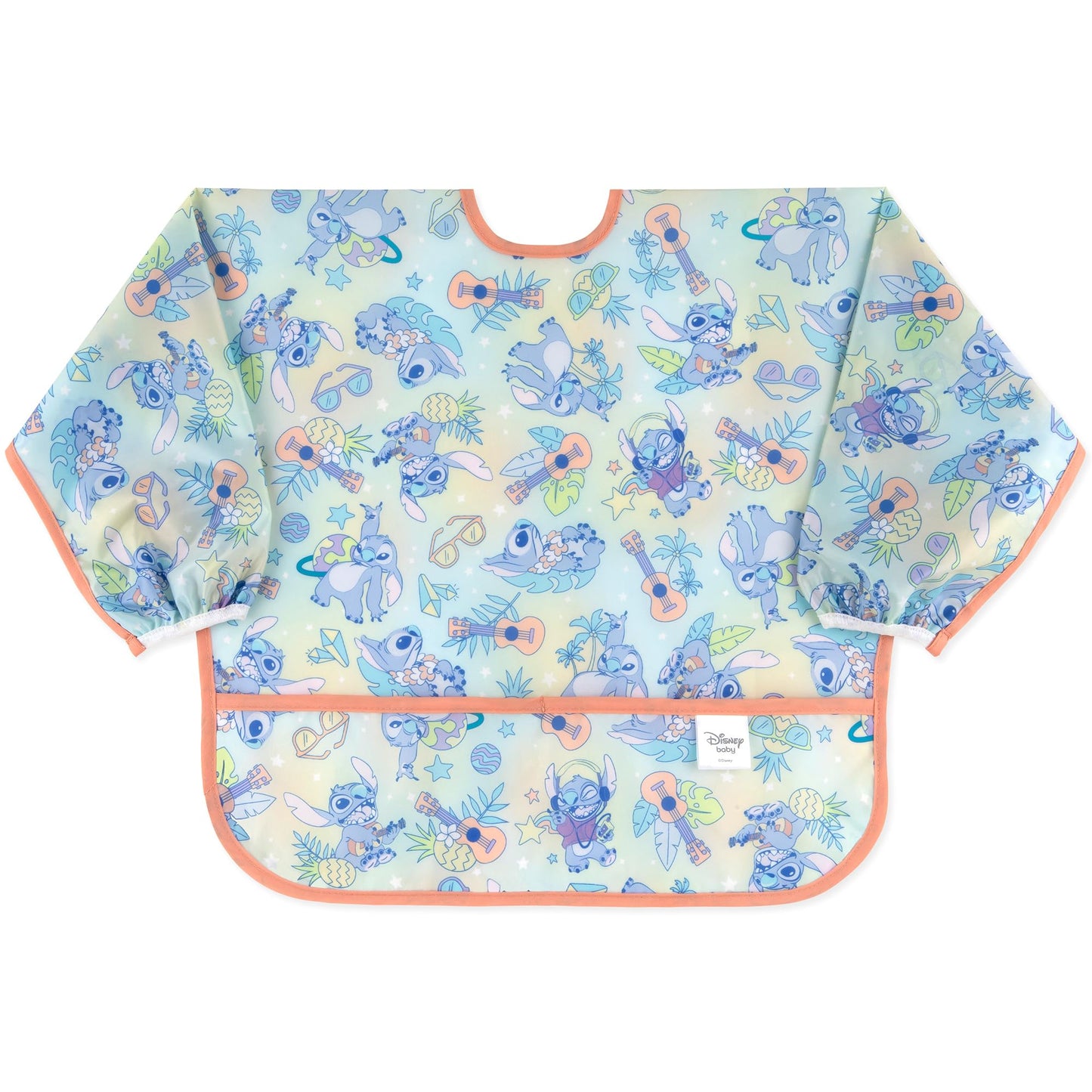 Bumkins Disney Sleeved Bib for Girl or Boy, Baby and Toddler for 6-24 Mos, Essential Must Have for Eating, Feeding, Baby Led Wea