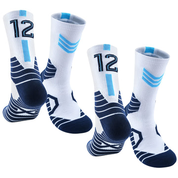 2 Pairs Ja Morant Basketball-Socks-For-Men, 12 Lucky Number Sports-Socks Memphis Morant Socks For Youth Boys, Athletic Basketbal