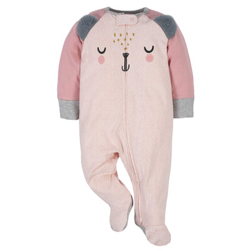 Gerber Baby Girls 4 Pack Sleep 'N Play Footie Bear Pink 3-6 Months