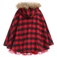 Ibtom Castle Kids Toddler Girls, Sleeveless Plaid Christmas Dresses With Velvet Cape Santa Claus Role Play Child Xmas Robe Red D