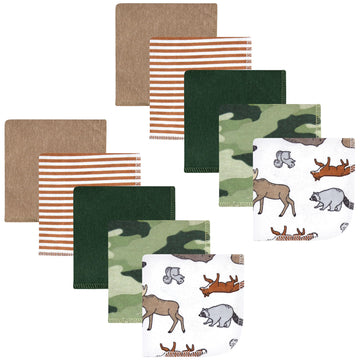 Hudson Baby Unisex Baby Flannel Cotton Washcloths, Animal Adventure 10 Pack, One Size