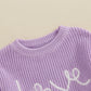 Valentines Day Baby Girl Boy Outfit Pink Heart Knit Sweater Long Sleeve Crewneck Sweatshirt Spring Winter Clothes (Purple, 4-5 Y