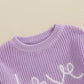 Valentines Day Baby Girl Boy Outfit Pink Heart Knit Sweater Long Sleeve Crewneck Sweatshirt Spring Winter Clothes (Purple, 3-4 Y