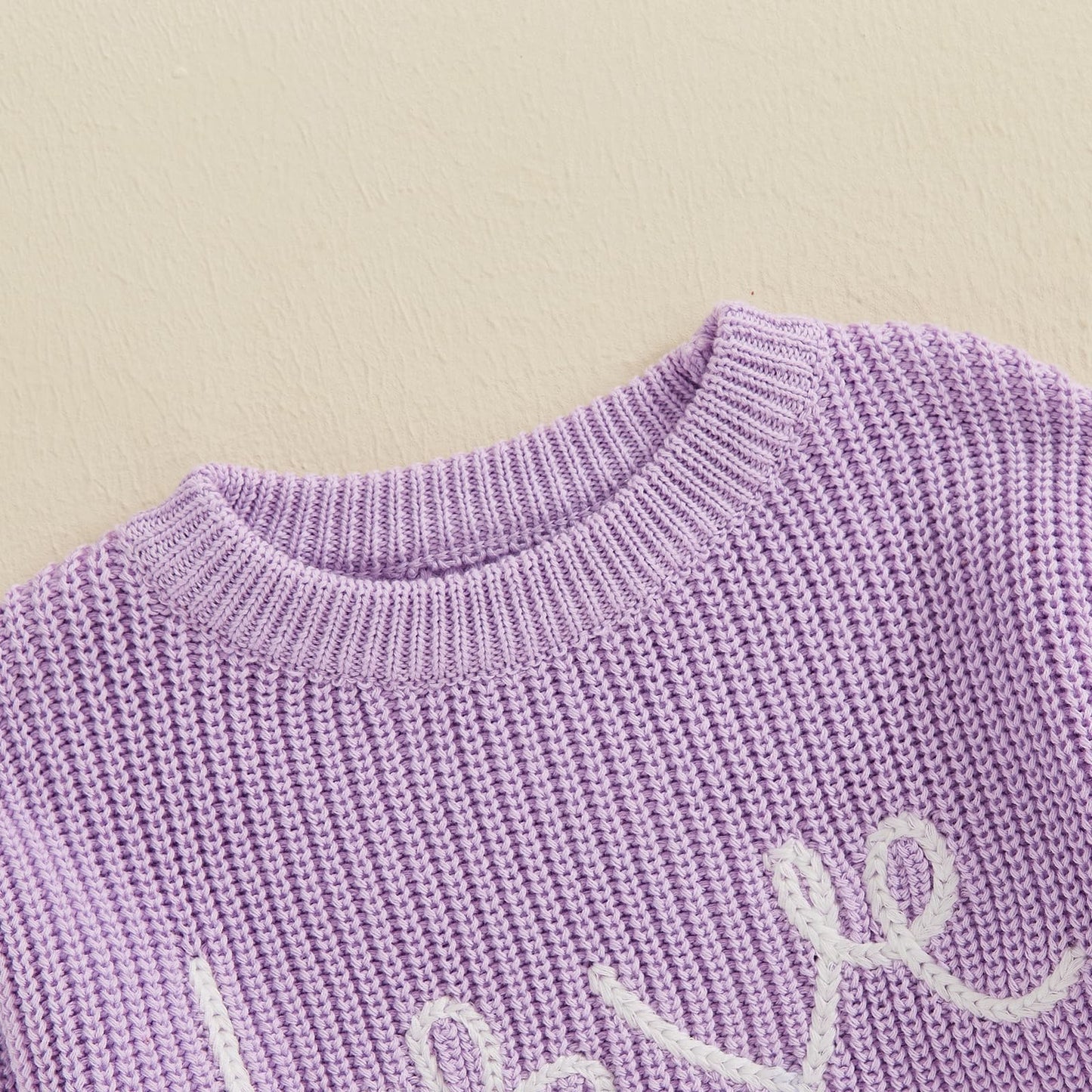 Nokpsedcb Baby Girl Cute Long Sleeve Heart Flowers Embroidery Oversized Sweater Toddler Valentine Outfit (Purple Love Flower, 18