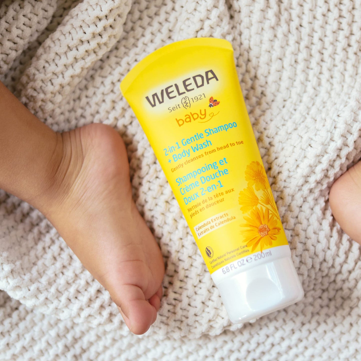 Weleda Baby Calendula 2-In-1 Gentle Shampoo And Body Wash, 6.8 Fluid Ounce, Plant Rich Cleanser With Calendula And Sweet Almond