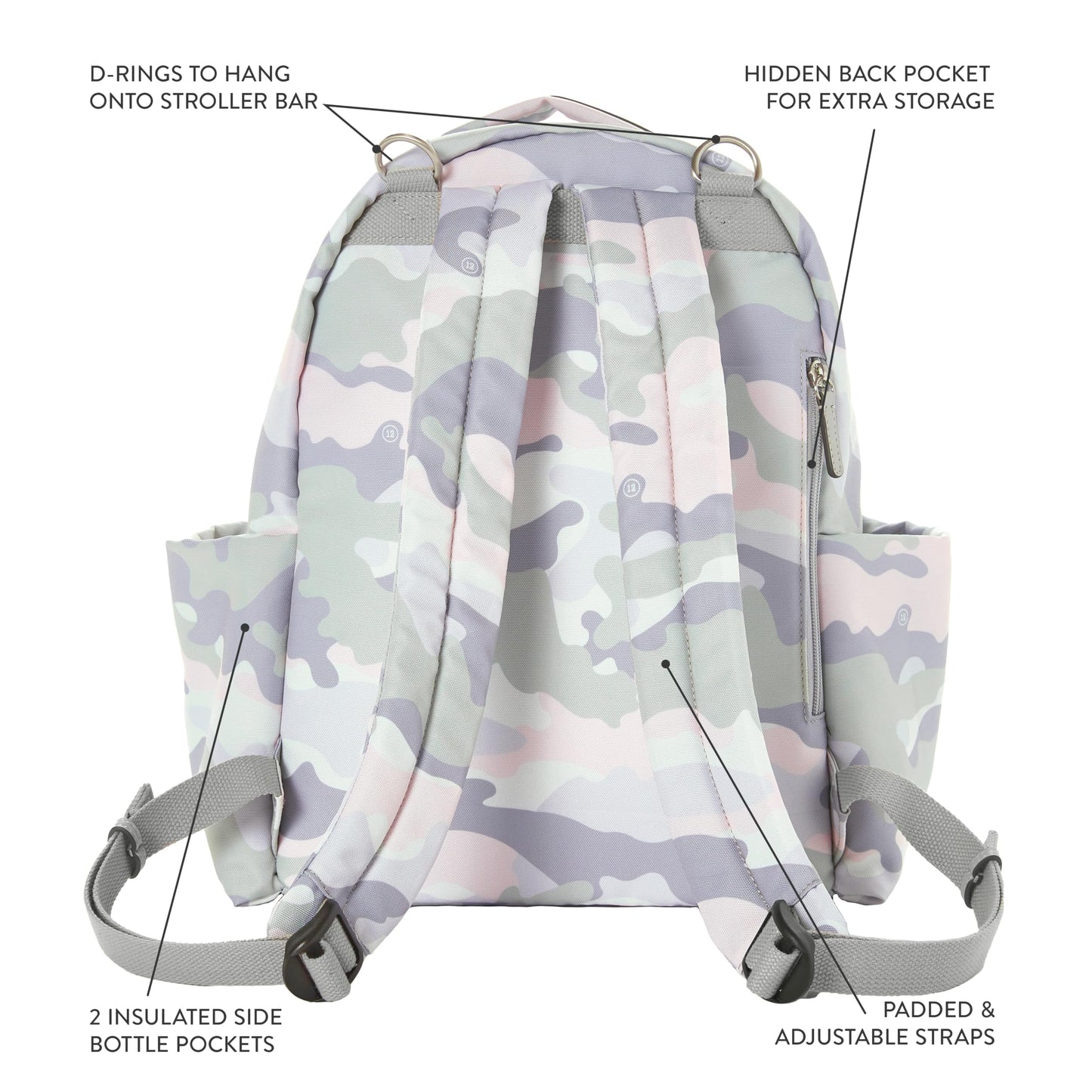 Twelvelittle Midi Go Diaperbag Backpack With Changing Pad, Diaper Bag Backpack For Moms Or Dads With Insulated Pockets In Blush