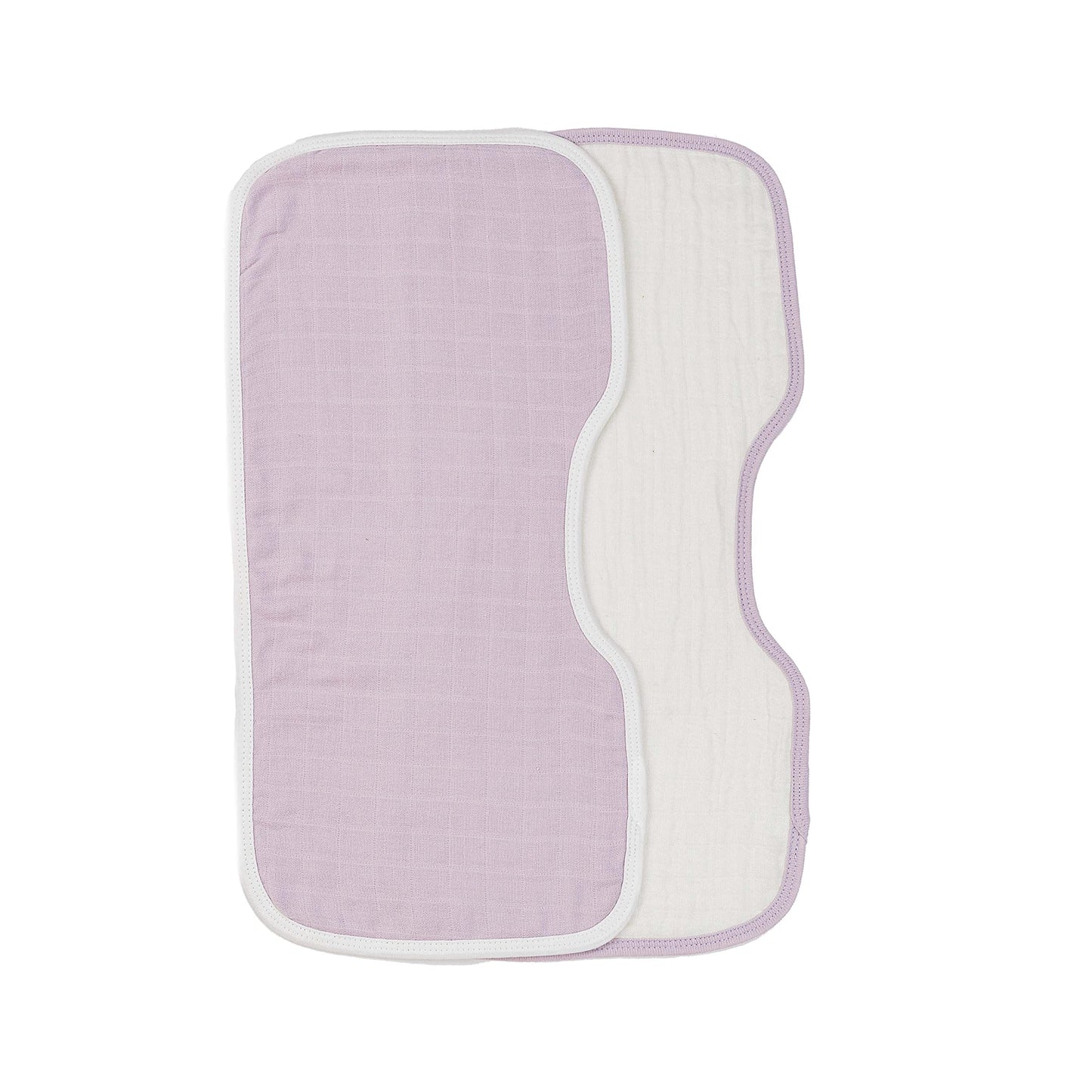 Under The Nile Organic Cotton Contoured Baby Muslin Burp Cloth Two Pack Set In Lavender