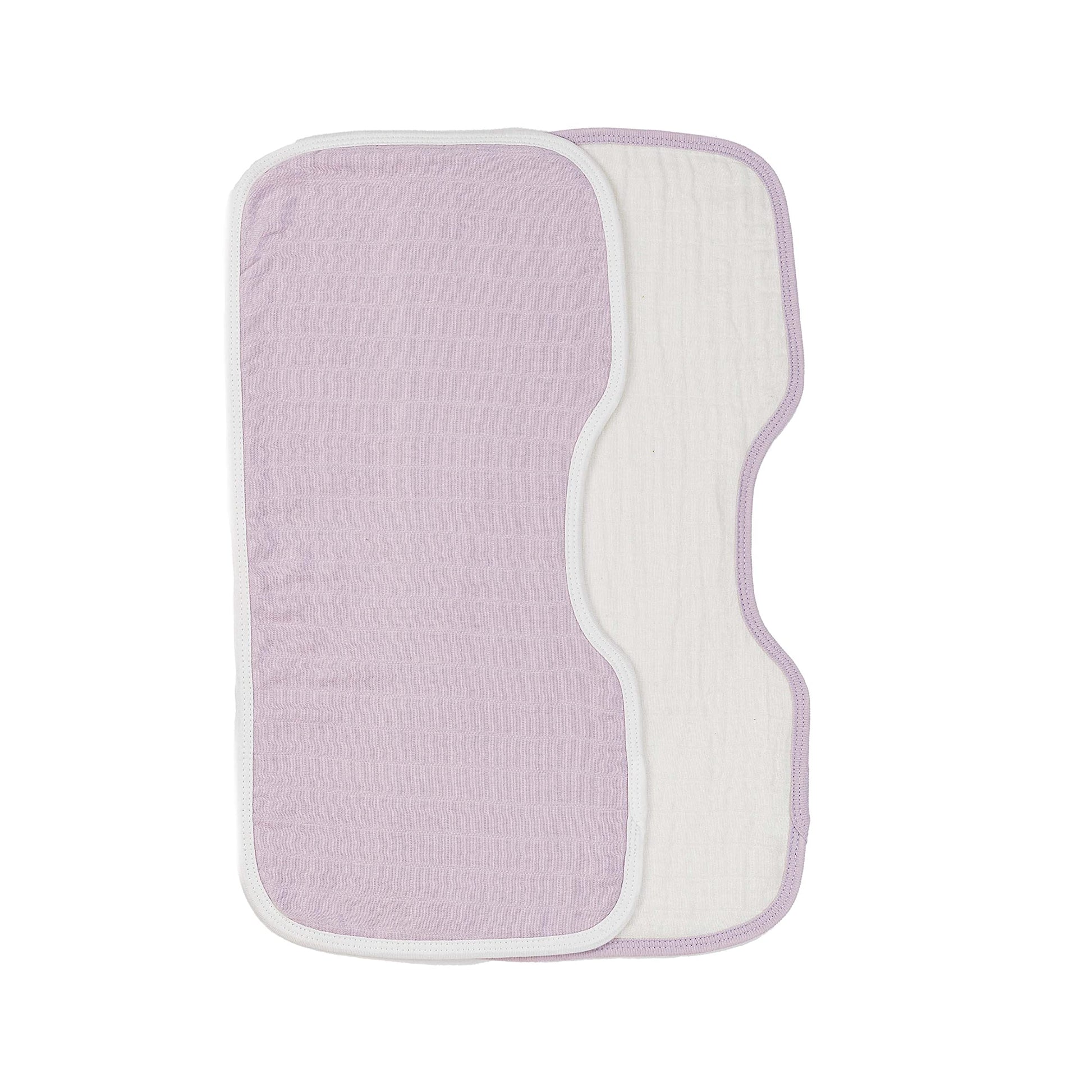 Under The Nile Organic Cotton Contoured Baby Muslin Burp Cloth Two Pack Set In Lavender