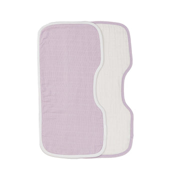 Under The Nile Organic Cotton Contoured Baby Muslin Burp Cloth Two Pack Set In Lavender