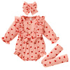 Grnshts Valentine'S Day Newborn Baby Girl Clothes Ruffle Heart Print Romper Long Sleeve Button Bodysuit+Hairband+Socks 3Pcs Outf