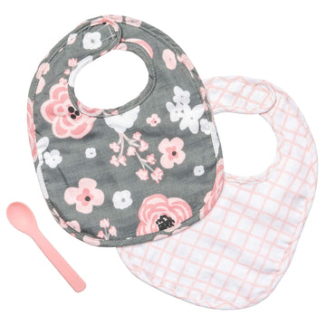 Stephen Joseph Muslin BIB Sets Charcoal Flower