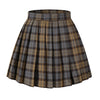 Beautifulfashionlife Womens High Waist Plaid Vintage Skirt Skirts(L, Brown Mixed Blue)
