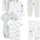Simple Joys by Carters unisex-baby 6-Piece Bodysuits (Short and Long Sleeve) and Pants Set, Grey Heather/White Animal Print/Avo