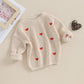 Baby Girl Cute Long Sleeve Crew Neck Love Embroidery Sweater Toddler Valentine Day Outfits (Beige Heart, 6-9 Months)