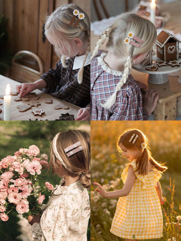 Hair Clips For Women And Girls,Assorted 36 Pcs Flower Print And Netural Color Handmade Daisy Barrettes,Fully Lined Alligator Hai