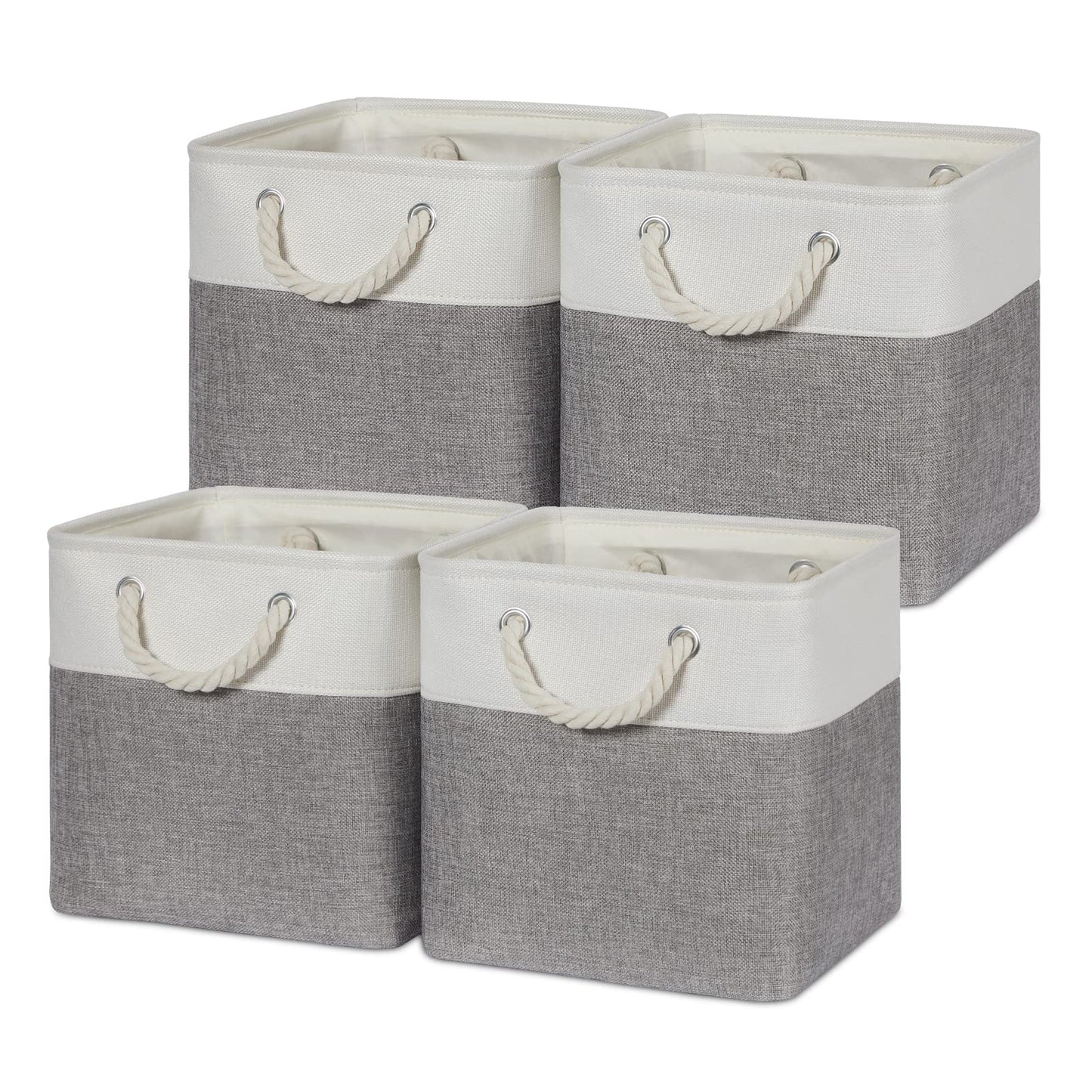 Temary Fabric Storage Baskets For Organizing, Grey Basket For Shelves, Collapsible Baskets With Handles For Shelves, Nursery, Cl