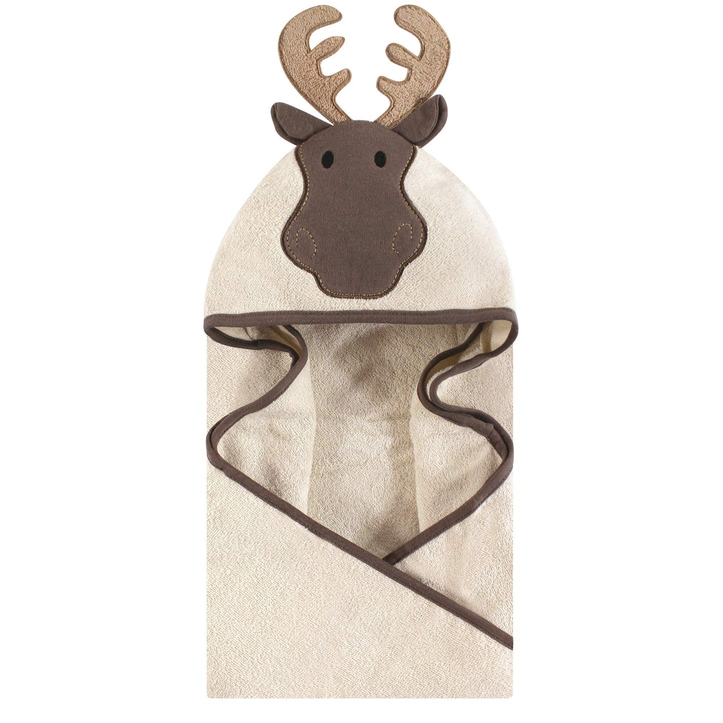 Hudson Baby Unisex Baby Cotton Animal Face Hooded Towel, Modern Moose, One Size