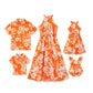 Patpat Family Hawaiian Matching Outfits With Baby Mommy And Me Beach Dresses Tropical Floral Palm Leaf Print Halter Neck Hawaiia