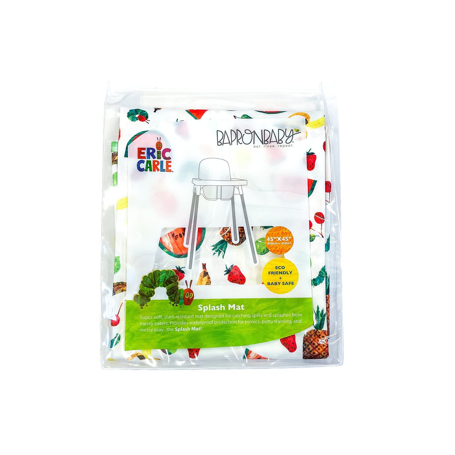 Bapronbaby Eric Carle Tropical Fruit Splash Mat - Waterproof Catch-All For Under High Chairs, Floors, Tables, Playtime Or Arts &