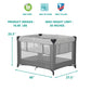 Dream On Me Zazzy Portable Playard with Bassinet in Grey, Packable and Easy Setup Baby Playard, Lightweight and Portable Playard