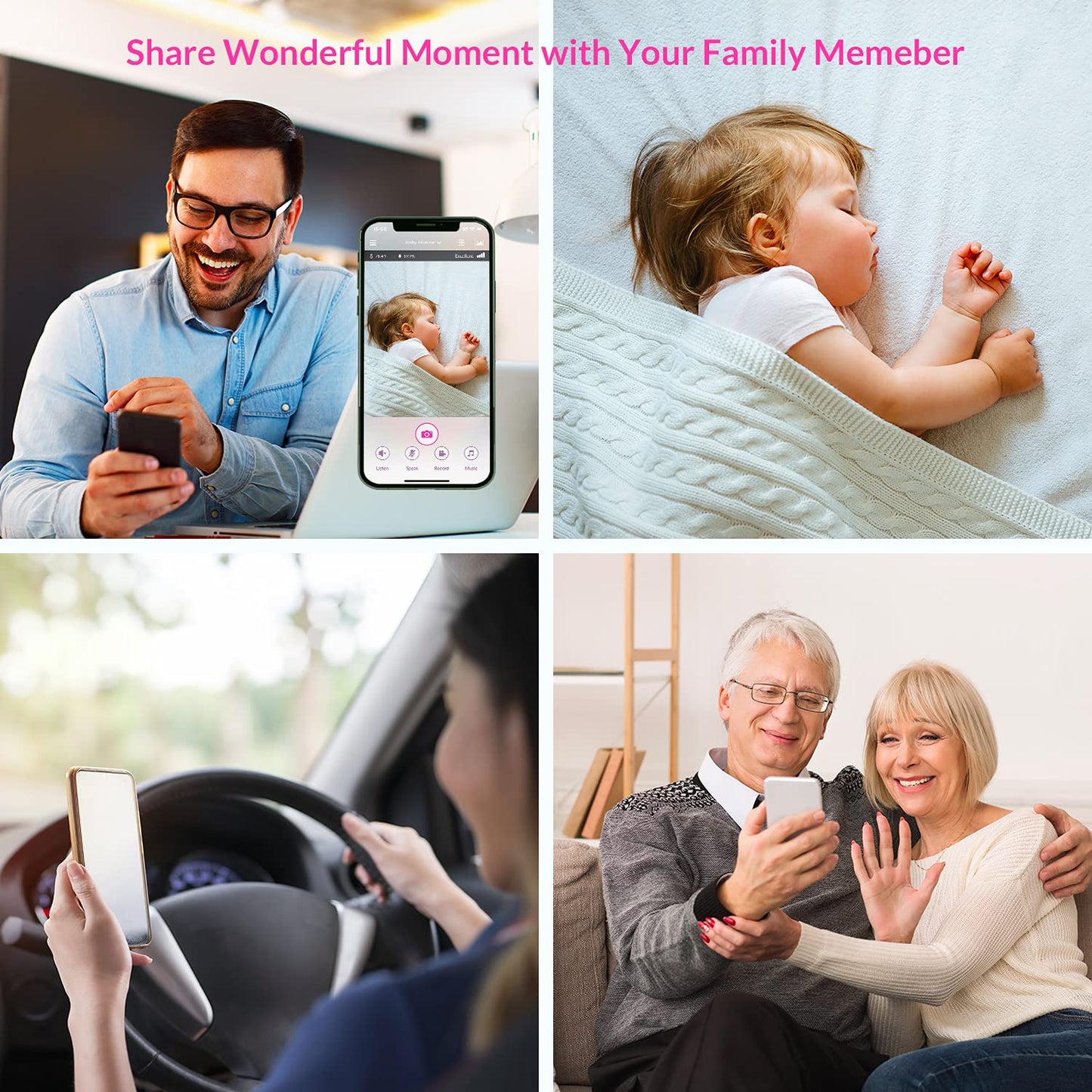 Ibaby M8L Wifi Baby Monitor With Camera & Audio: Sleep Tracking, Motion Alerts, Wireless 360 Pan 110 Tilt, Temperature Sensor, 1