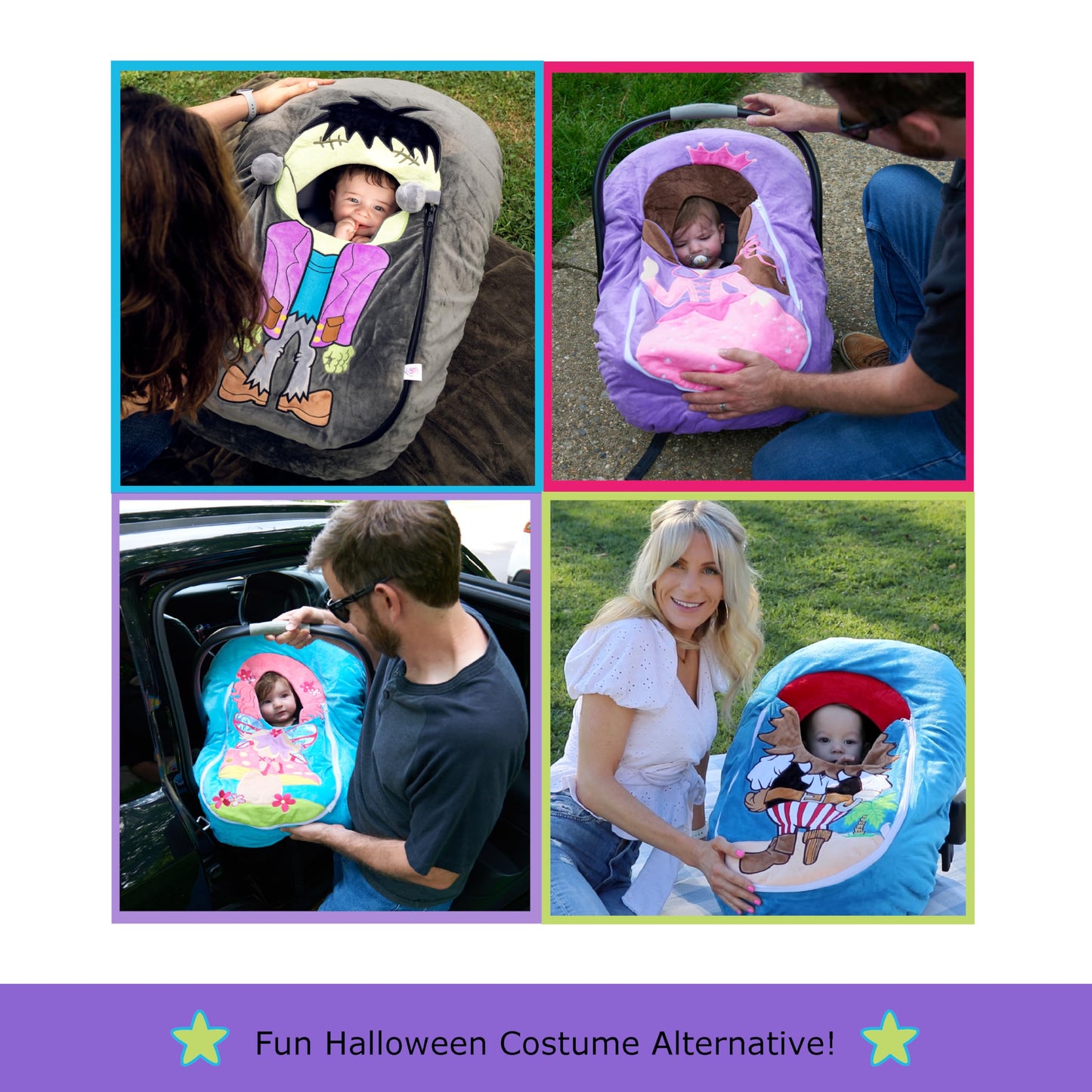 Car Seat Cuties, Baby Car Seat Cover, Stretchy Universal Fit Infant Car Seat Carrier Cover for Baby Boys and Girls, Soft & Warm Baby Blanket Style Car Seat Cover, Infant Costume