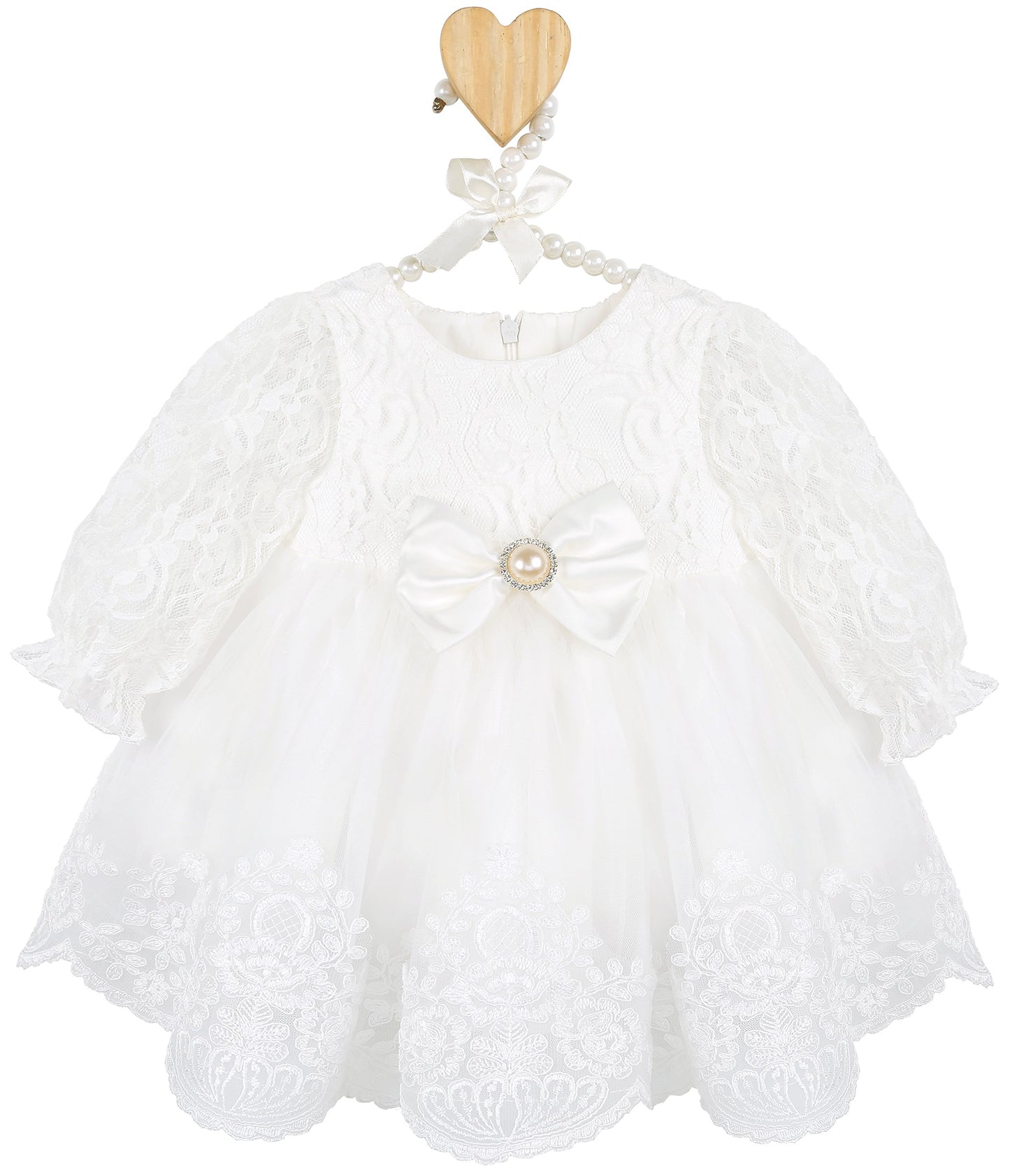T.F. Taffy Taffy Baby Girl Newborn Christening Baptism, White, Size 0-3 Months