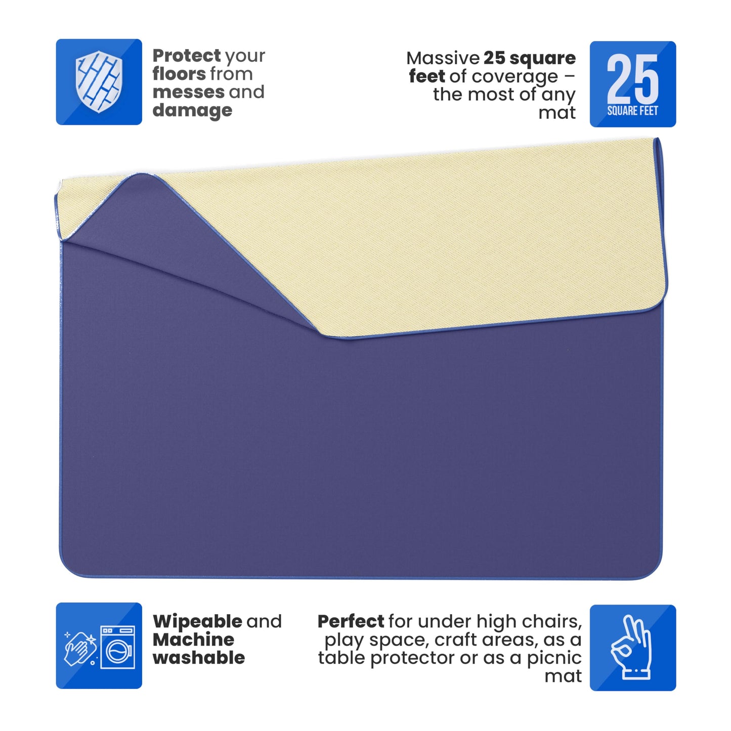 Monstermat Super Jumbo Splat Mat - 60    X 60    Extra Large Waterproof And Washable Protective Mess Mat For Floors And Tables D