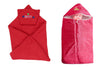 CTMKIDS Baby Wrap with Cap for Kids 74x74 cm  Red & Single Hooded Baby Sleeping Zipper Bag for Kids 65x36 cm