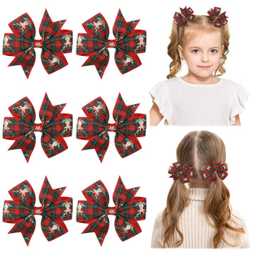 Choicbaby 3 Inches Christmas Hair Bows For Girls Red Hair Bows Clips For Toddler Christmas Plaid Toddler Bows Grosgrain Ribbon K