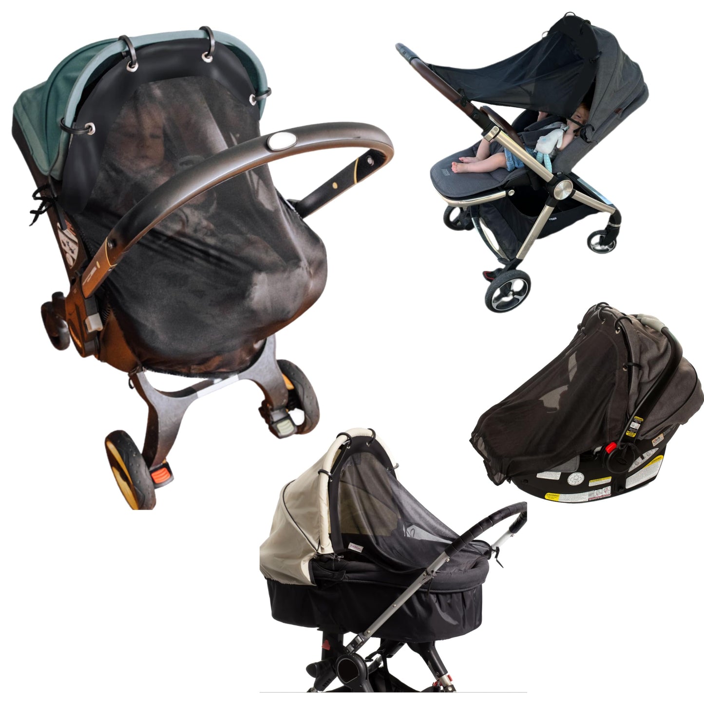Stroller Sun Shade (Medium Black) - Universal Adjustable Spf 30+ Sunshade With See Through, Strollers Canopy Stroller Shade Exte