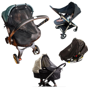 Stroller Sun Shade (Medium Black) - Universal Adjustable Spf 30+ Sunshade With See Through, Strollers Canopy Stroller Shade Exte