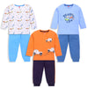 LuvLap Baby Boys 100% Cotton Full Sleeve Boys TShirt & Pyjama Sets Pack Of 3, Powder Blue, White & Saffron, 34 Years