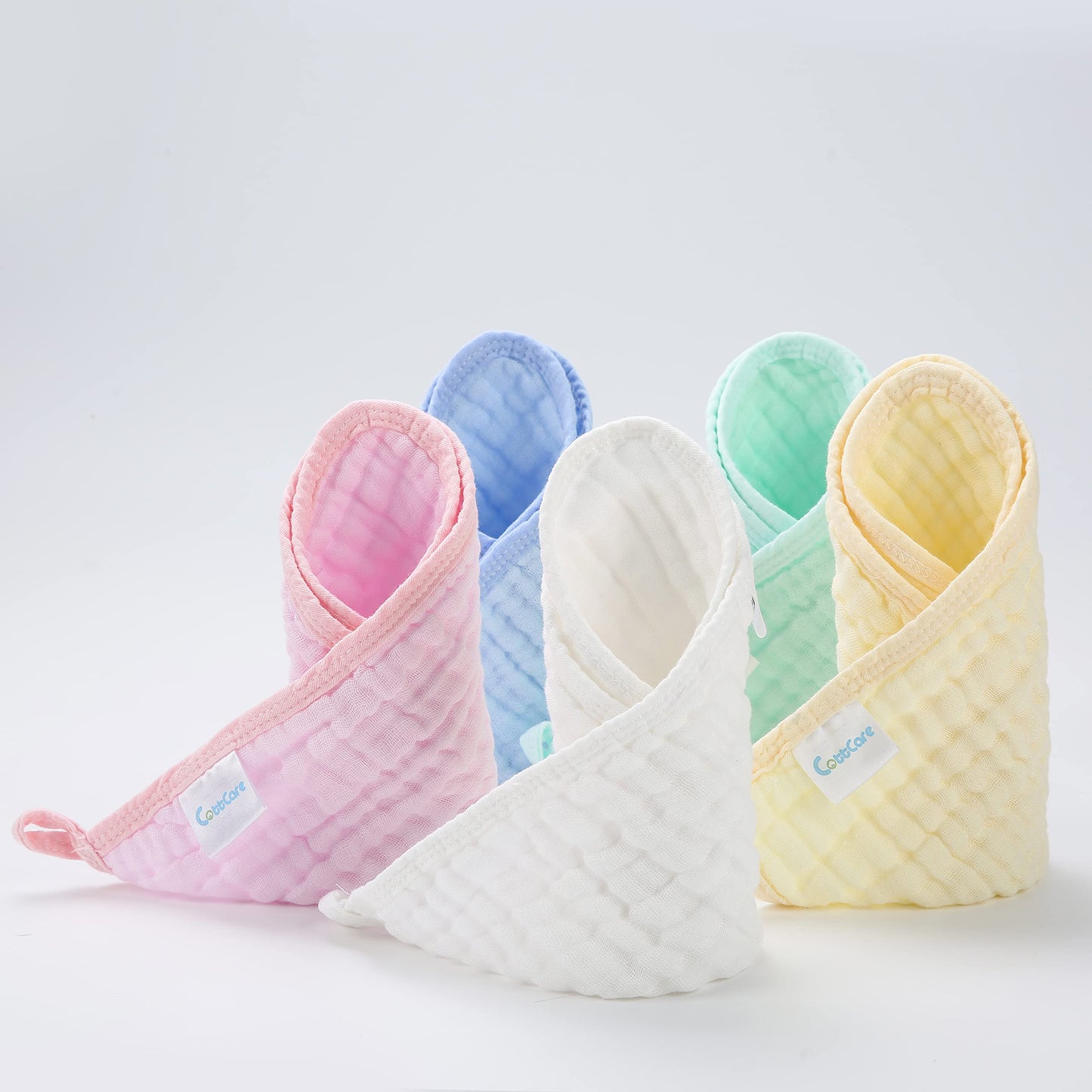 Cottcare Baby Muslin Washcloths,Natural Purified Muslin Cotton Baby Wipes 6 Layer Absorbent Soft Newborn Baby Face Towel For Sen