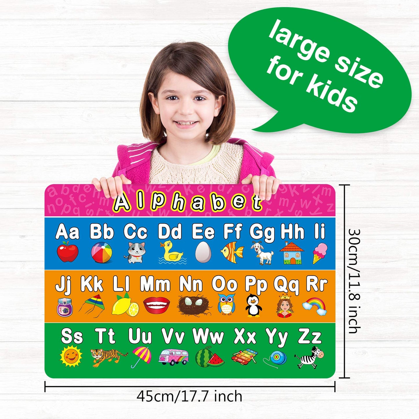 Patelai 4 Pcs Educational Preschool Placemat For Toddler And Kid, Non Slip Washable Reusable Learning Placemat For Nursery Homes