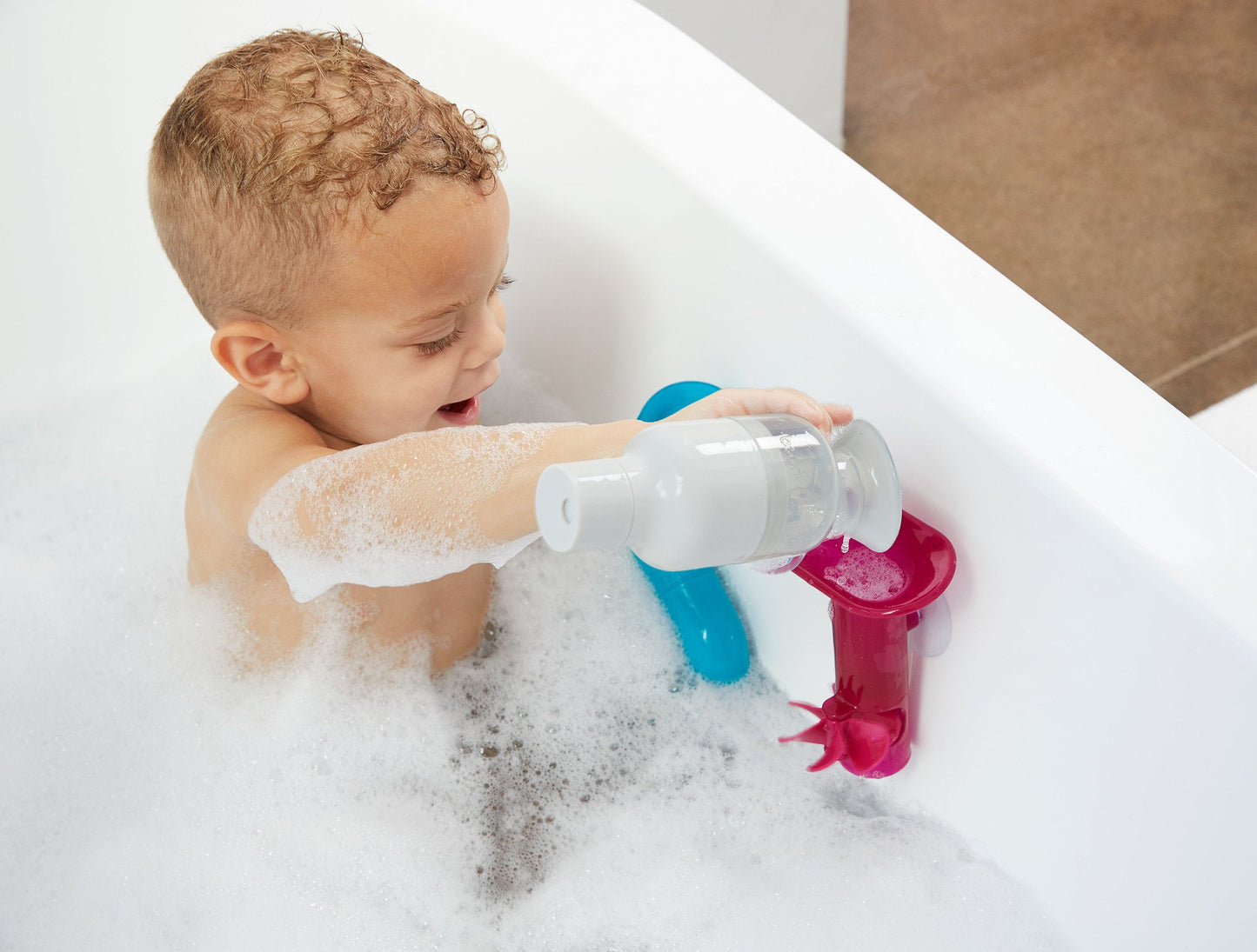 Boon Tubes Toddler Bath Toys - Bathtub Building Toys with Suction Cups - Toddler Sensory Toys and Bathtub Essentials - Blue - 3