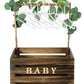 Barydat Wooden Baby Shower Crate Closet, Baby Shower Gift Basket With Handle And Garland Storage Crate Hamper Baby Shower Wooden