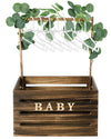 Barydat Wooden Baby Shower Crate Closet, Baby Shower Gift Basket With Handle And Garland Storage Crate Hamper Baby Shower Wooden