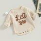 Visgogo Big Little Sister Matching Sweater Baby Girls Knitted One-Piece Outfits Toddler Brother Sweatshirt Clothes (Beige-Lil Si