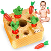 YOFUN Montessori Toys for Toddler - Carrot Harvest Wooden Matching Puzzle, Shape & Size Sorting Games for Developing Fine Motor 