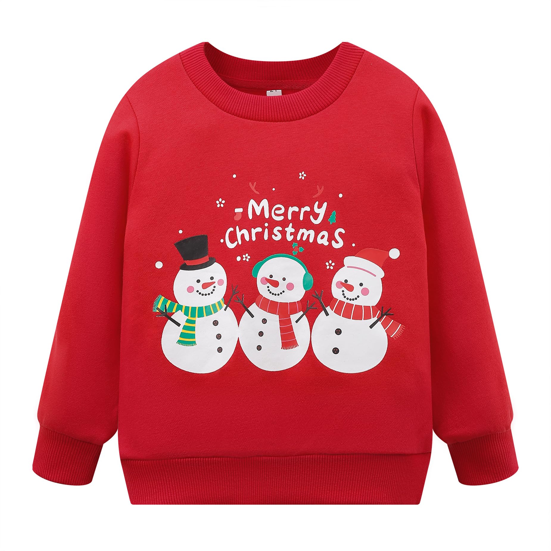 Baby Boys Xmas Snowman Sweatshirt Crewneck Long Sleeve Toddler Christmas Sweaters Cartoon Winter Clothes 8281-6T