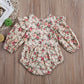 Infant Baby Girl Twins Long Sleeve Ruffles Romper Bodysuit Outfit Clothes (12-18 Months, Floral)