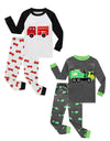 Family Feeling 4 Piece Baby Boys Fire Truck Pajamas Long Sleeve 100% Cotton Toddler Pjs 18-24 Months