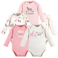 Touched By Nature Unisex Baby Organic Cotton Long-Sleeve Bodysuits, Girl Safari, 12-18 Months