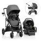 Evenflo Pivot Suite Modular Travel System with LiteMax Infant Car Seat, Devon Gray