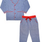 SHOPmOZO Unisex Pure Cotton Striped Night Suit for Boys and Girls Pyjama Top Combo Set (SM00218UNISEXSWPT_45 Years White Blue)